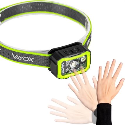 Regulējama uzlādējamā LED galvas lampa ar sensoru LED/10W/5V IP66 750 lm 1500 mAh