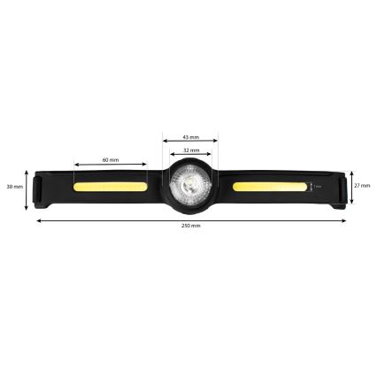 Uzlādējams regulējams LED galvas lukturis ar sarkanu gaismu LED/5V IPX4 550 lm 600 mAh