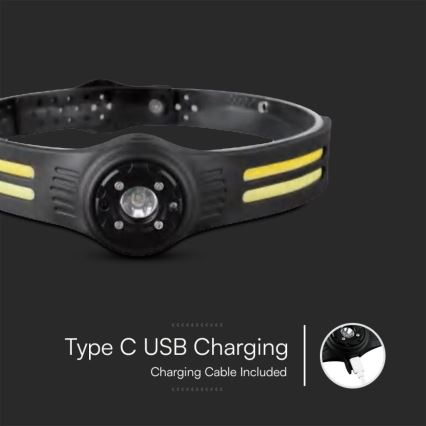 LED Uzlādējama galvas lampa ar sarkana lampa USB LED/3W/5V IP43 470 spīdīgs 5 h 650 mAh