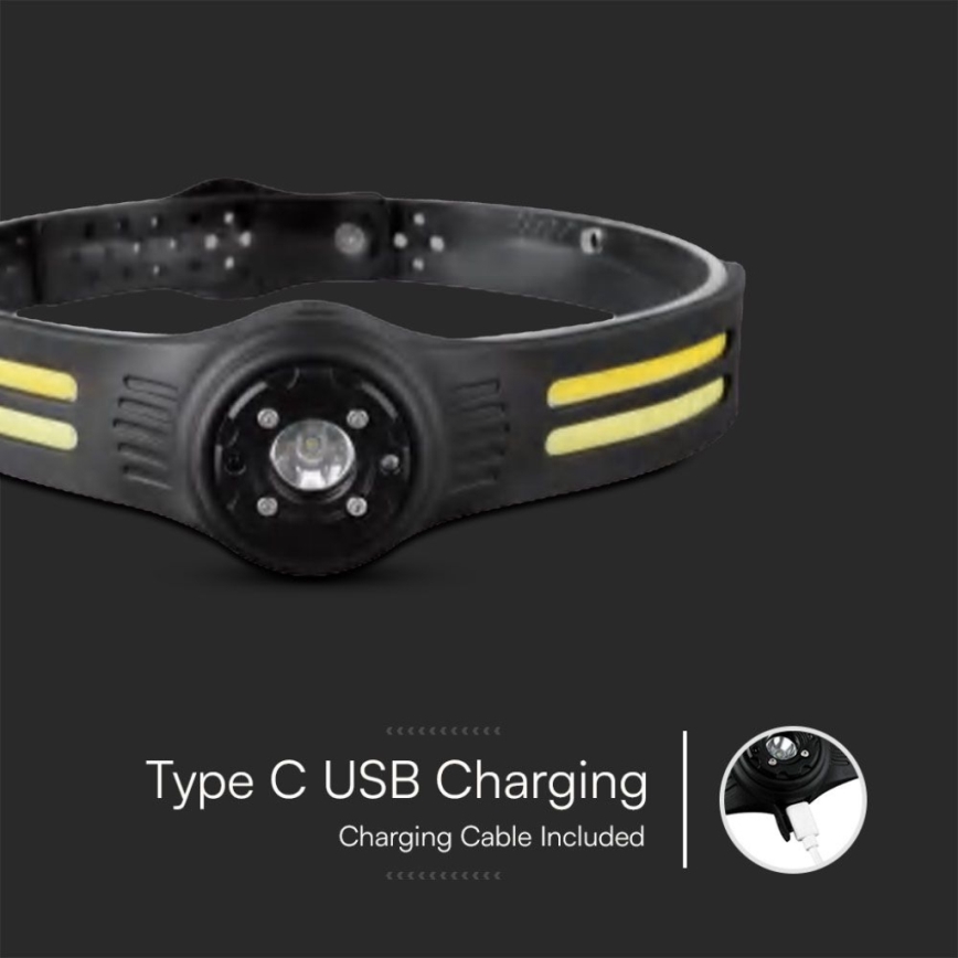 LED Uzlādējama galvas lampa ar sarkana lampa USB LED/3W/5V IP43 470 spīdīgs 5 h 650 mAh