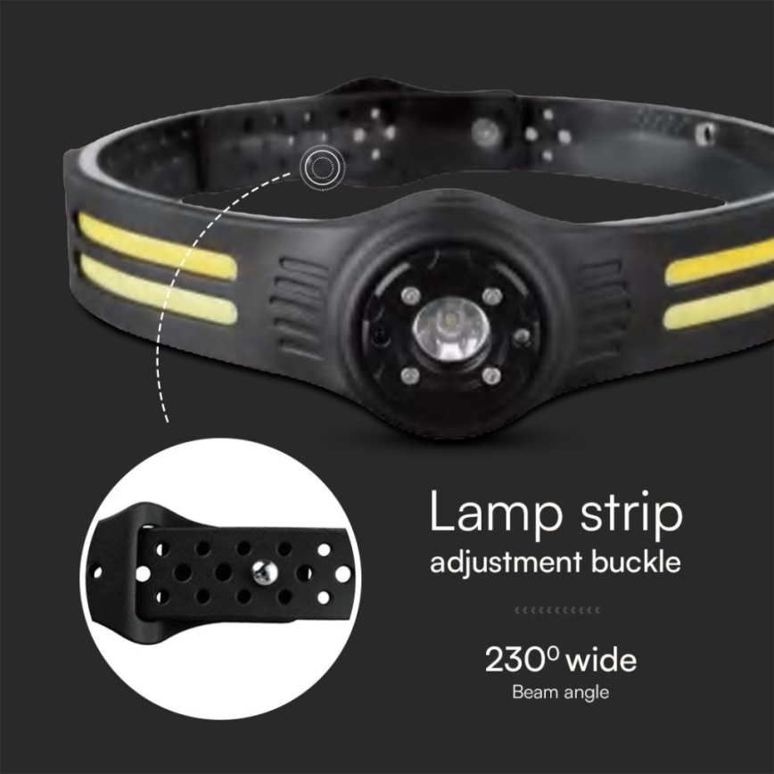 LED Uzlādējama galvas lampa ar sarkana lampa USB LED/3W/5V IP43 470 spīdīgs 5 h 650 mAh