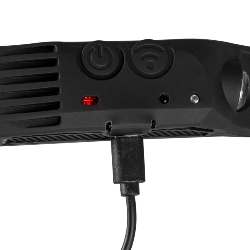 LED Aptumšojama uzlādējams galvas lampa ar sensoru un sarkana lampa 4xLED/5V IP44 300 spīdīgs 1200 mAh
