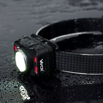 LED Aptumšojama uzlādējams galvas lampa ar sensoru un sarkana lampa LED/15W/5V IP66 430 spīdīgs 1800 mAh