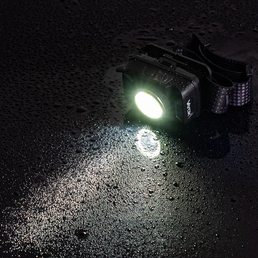 LED Aptumšojama uzlādējams galvas lampa ar sensoru un sarkana lampa LED/15W/5V IP66 430 spīdīgs 1800 mAh