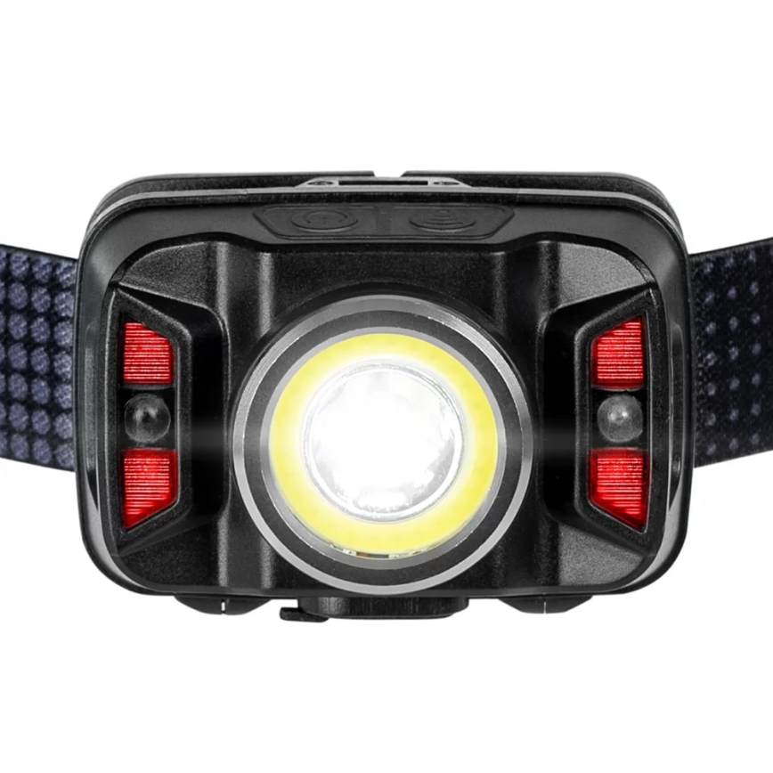LED Aptumšojama uzlādējams galvas lampa ar sensoru un sarkana lampa LED/15W/5V IP66 430 spīdīgs 1800 mAh