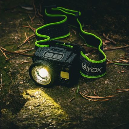 LED uzlādējama galvas lampa ar regulējamu spilgtumu, sensoru un sarkano gaismu LED/6W/5V/3xAAA IP66 500 lm 1200 mAh