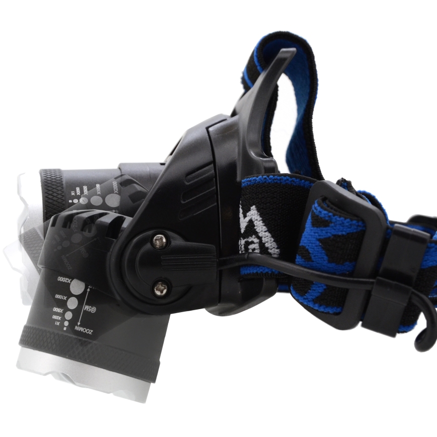 LED Uzlādējama galvas lampa LED/6W/7,4V 5600 mAh IP44 melna/zila