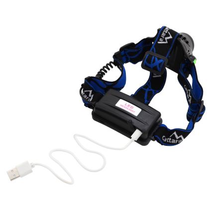 LED Uzlādējama galvas lampa LED/6W/7,4V 5600 mAh IP44 melna/zila