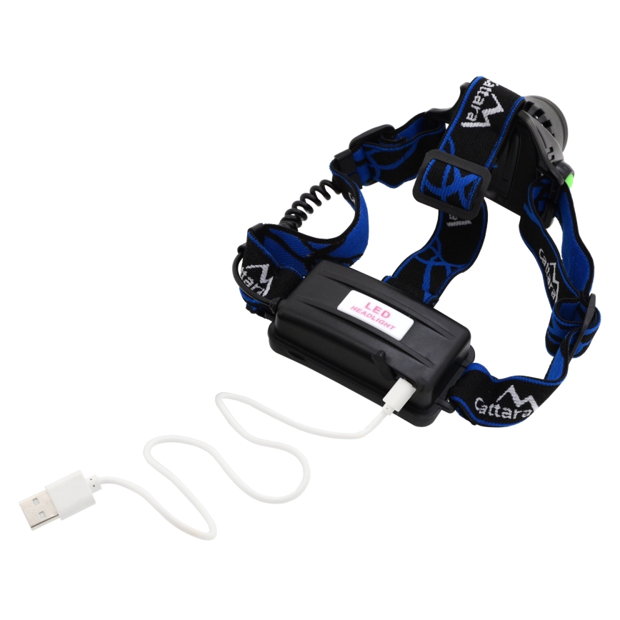 LED Uzlādējama galvas lampa LED/6W/7,4V 5600 mAh IP44 melna/zila