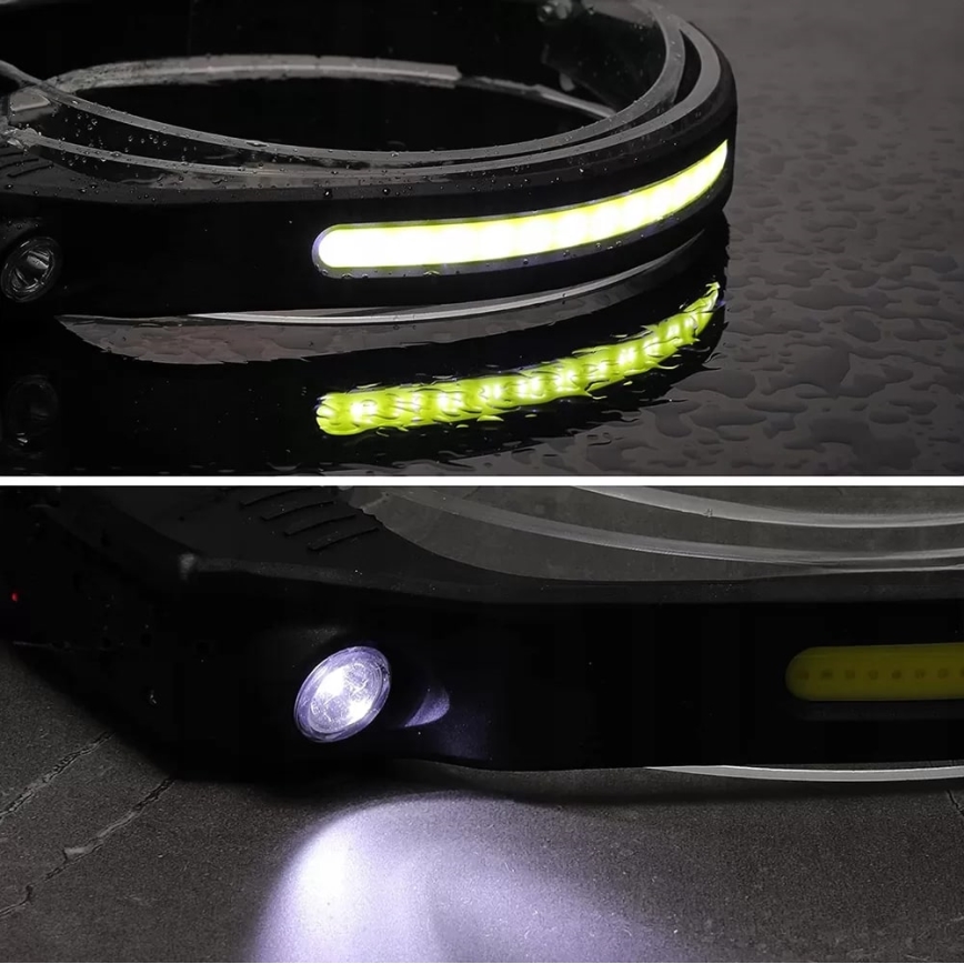 LED Uzlādējama galvas lampa ar sensoru, regulējama 2xLED/5V IP44 350 lm 1200 mAh