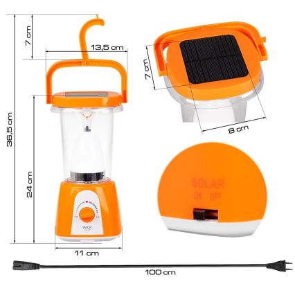 LED Aptumšojama uzlādējams saules enerģijas lampa ar lādētājakumulatora funkciju LED/230V 710 spīdīgs 1600 mAh