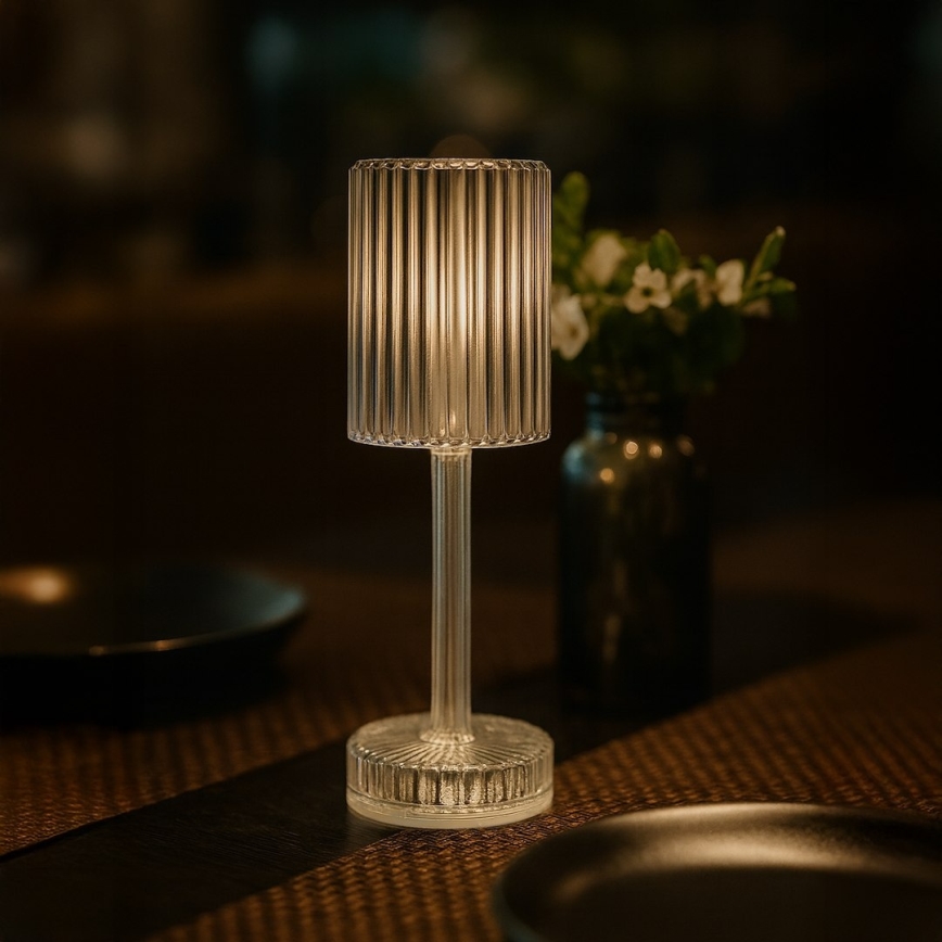 LED uzlādējamā skārienjūtīgā galda lampa SIMPLE LED/1W/5V 2400 mAh 3000-6000K caurspīdīga