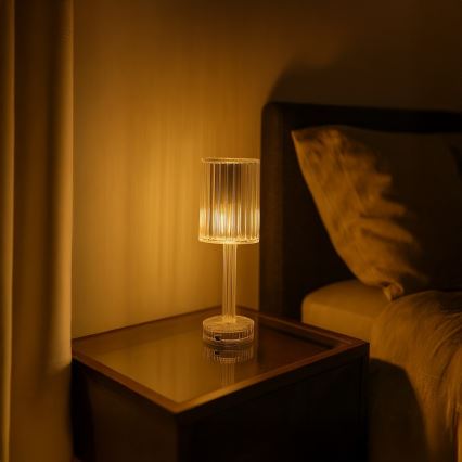LED uzlādējamā skārienjūtīgā galda lampa SIMPLE LED/1W/5V 2400 mAh 3000-6000K caurspīdīga