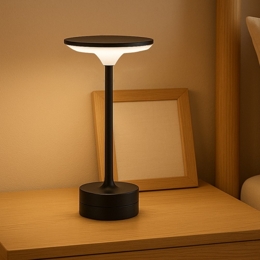LED uzlādējamā skārienjūtīgā galda lampa TAVOLO LED/2,5W/5V 2400 mAh 3000-6000K melna