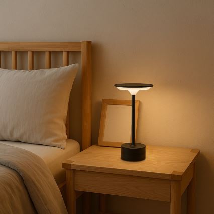 LED uzlādējamā skārienjūtīgā galda lampa TAVOLO LED/2,5W/5V 2400 mAh 3000-6000K melna