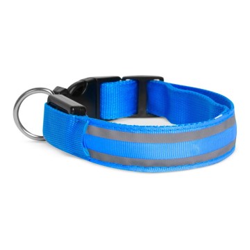 LED Uzlādējama suņu kakla sikna 45-52 cm 1xCR2032/5V/40 mAh zila