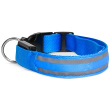 LED Uzlādējama suņu kakla siksna 35-43 cm 1xCR2032/5V/40 mAh zila