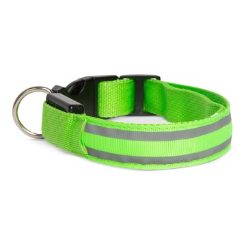 LED Uzlādējama suņu kakla siksna 40-48 cm 1xCR2032/5V/40 mAh zaļa