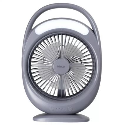 LED uzlādējamais galda ventilators ar LED apgaismojumu LED/2,8W/5V USB 2400 mAh pelēks