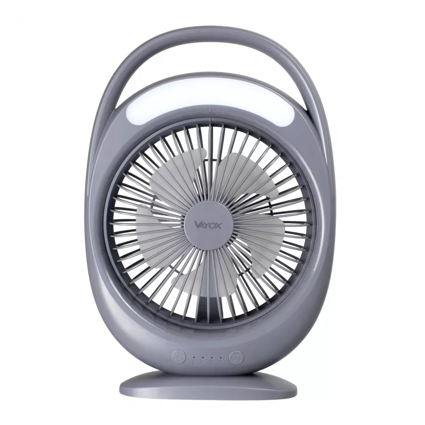 LED uzlādējamais galda ventilators ar LED apgaismojumu LED/2,8W/5V USB 2400 mAh pelēks