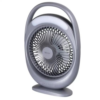 LED uzlādējamais galda ventilators ar LED apgaismojumu LED/2,8W/5V USB 2400 mAh pelēks