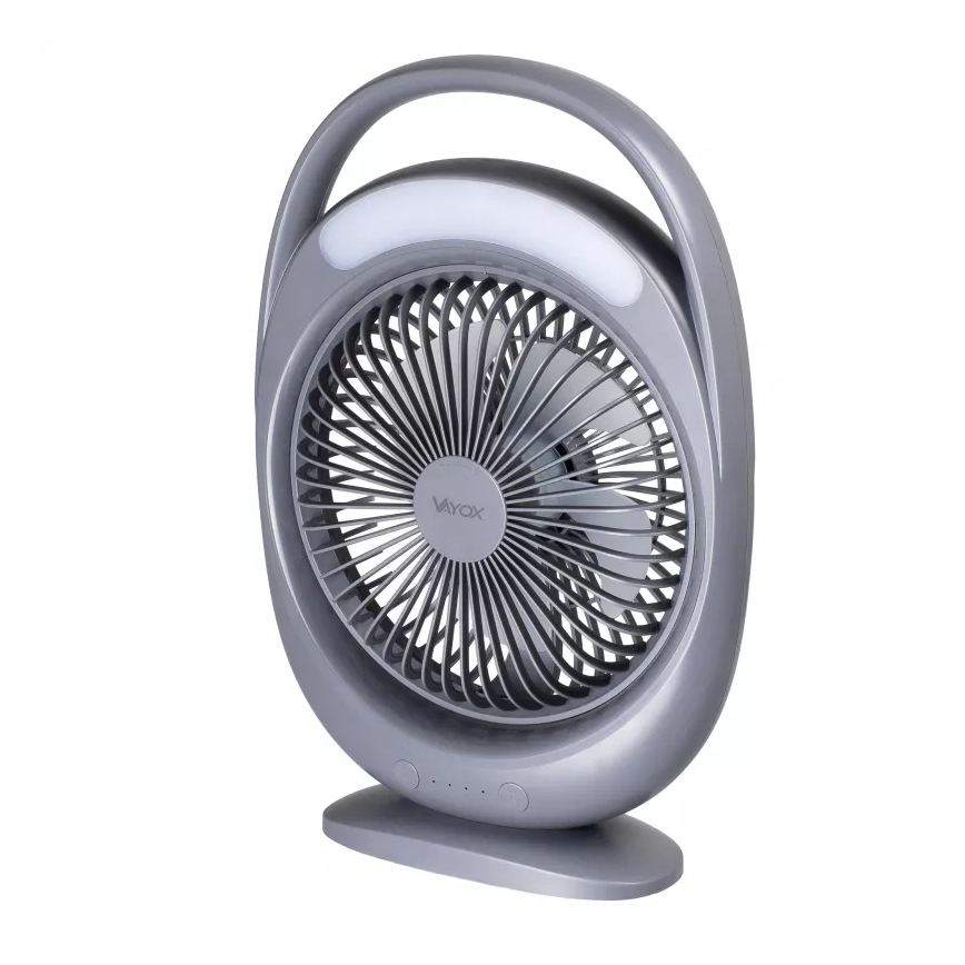 LED uzlādējamais galda ventilators ar LED apgaismojumu LED/2,8W/5V USB 2400 mAh pelēks
