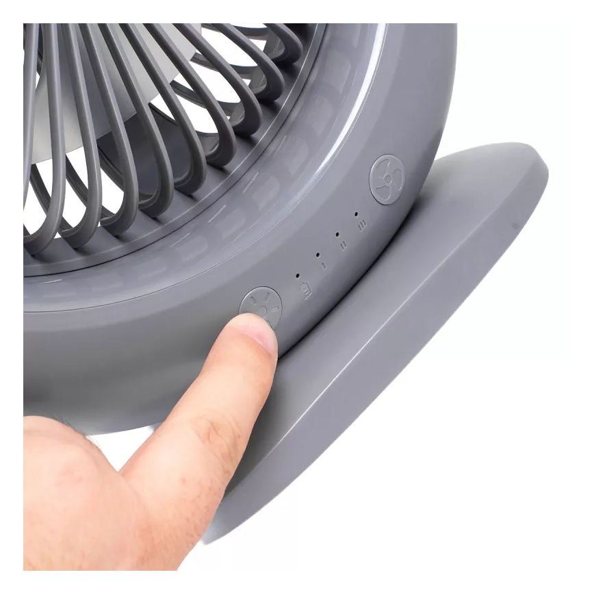 LED uzlādējamais galda ventilators ar LED apgaismojumu LED/2,8W/5V USB 2400 mAh pelēks
