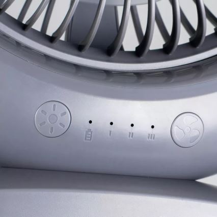 LED uzlādējamais galda ventilators ar LED apgaismojumu LED/2,8W/5V USB 2400 mAh pelēks