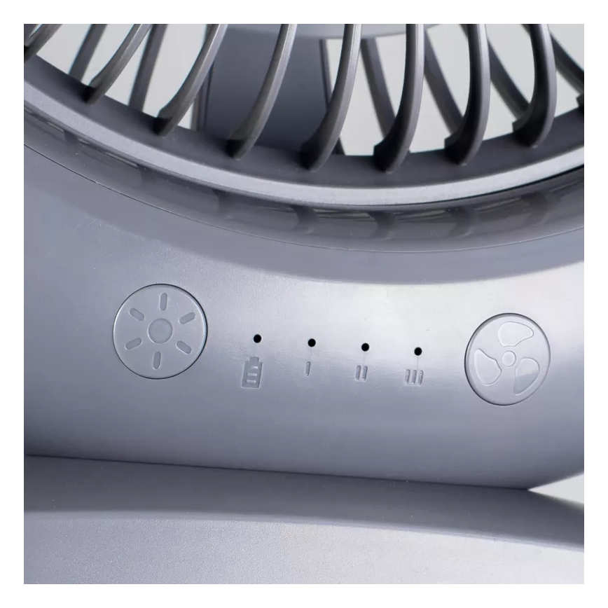 LED uzlādējamais galda ventilators ar LED apgaismojumu LED/2,8W/5V USB 2400 mAh pelēks