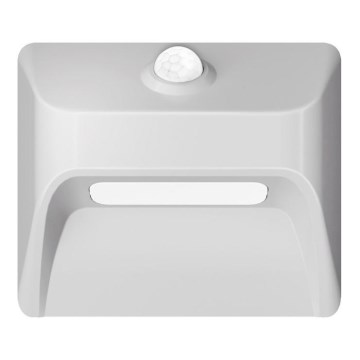 LED uzlādējamais kāpņu gaismeklis ar kustības un krēslas sensoru STEP LIGHT LED/0,3W/3,7V 2200 mAh IP53 balta