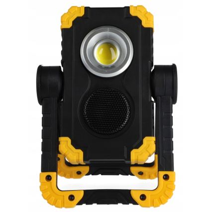 LED uzlādējamais prožektors ar skaļruni un powerbankas funkciju LED/10W/5V 4400 mAh IP44 melns/dzeltens