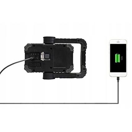 LED uzlādējamais prožektors ar skaļruni un powerbankas funkciju LED/10W/5V 4400 mAh IP44 melns/dzeltens