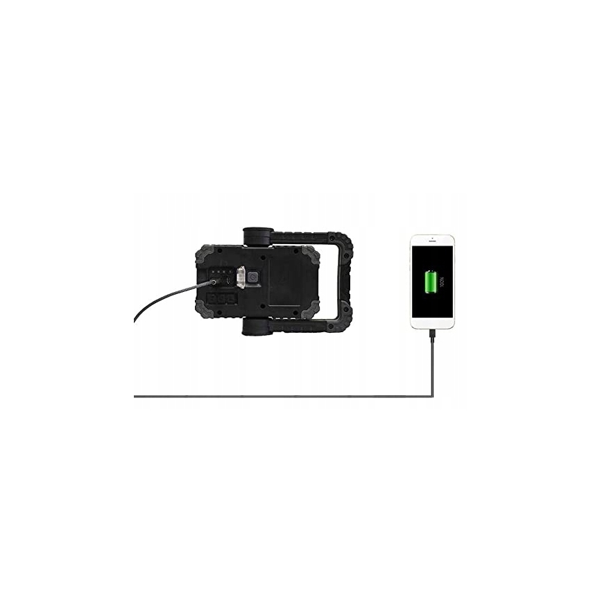 LED uzlādējamais prožektors ar skaļruni un powerbankas funkciju LED/10W/5V 4400 mAh IP44 melns/dzeltens