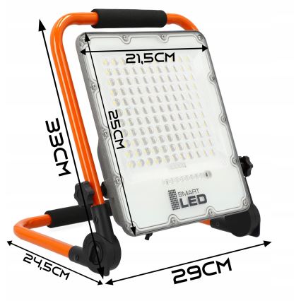 LED uzlādējamais prožektors ar statīvu LED/100W/3,2V 5000K 5000 mAh IP65 oranžs