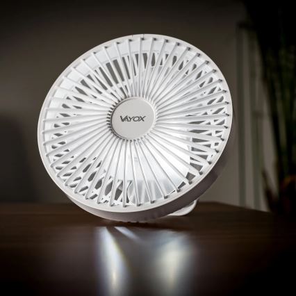 LED Uzlādējams galda ventilators ar LED apgaismojumu LED/2W/5V USB 2400 mAh balts