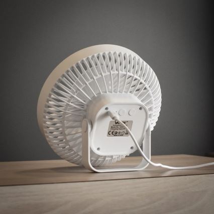 LED Uzlādējams galda ventilators ar LED apgaismojumu LED/2W/5V USB 2400 mAh balts