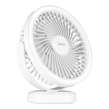 LED Uzlādējams galda ventilators ar LED apgaismojumu LED/3W/5V USB 2400 mAh balts