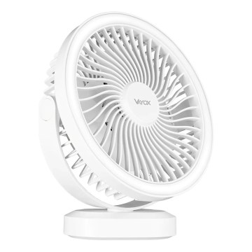 LED Uzlādējams galda ventilators ar LED apgaismojumu LED/3W/5V USB 2400 mAh balts