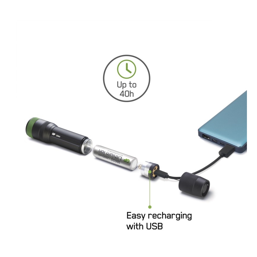 LED uzlādējams lukturis GP DISCOVERY CR41 LED/Li-lon 3,7V IPX7