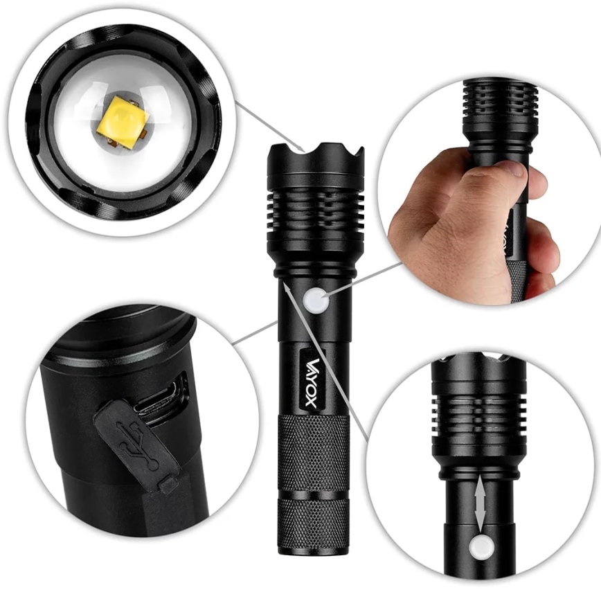 LED Uzlādējams lukturis LED/10W/5V IPX4 800 spīdīgs 1200 mAh