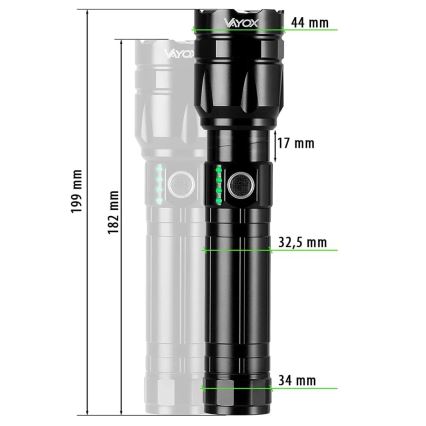 LED Aptumšojams uzlādējams lukturītis ar lādētājakumulatoru funkcija LED/30W/5V IPX5 1060 spīdīgs 5000 mAh