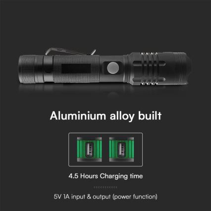 LED Uzlādējams lukturis USB LED/10W/5V IP54 2000 mAh 1000 spīdīgs