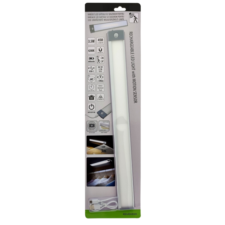 LED Uzlādējams mēbeļu apgaismojums ar sensoru LED/3,5W/5V USB 800 mAh 4200K 46 cm