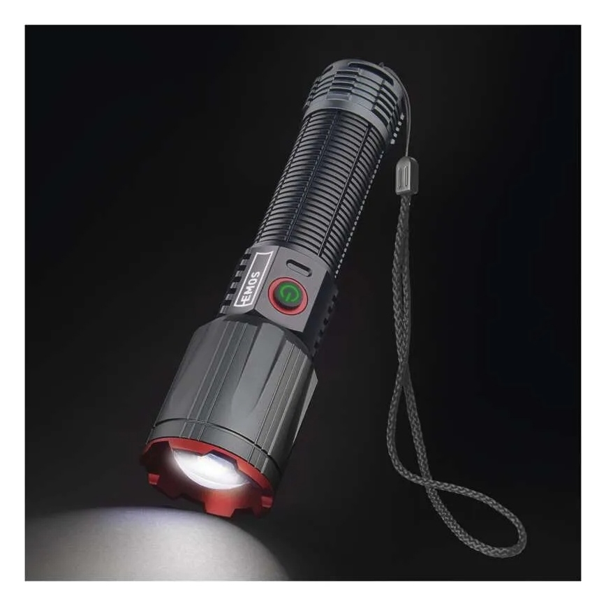 LED uzlādējams metāls lukturītis LED/5V 3000 spīdīgs 5000 mAh IP43