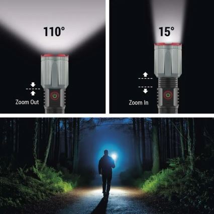 LED uzlādējams metāls lukturītis LED/5V 3000 spīdīgs 5000 mAh IP43