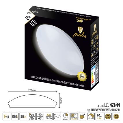 LED vannas istabas griestu gaismeklis LED/12W/230V IP44