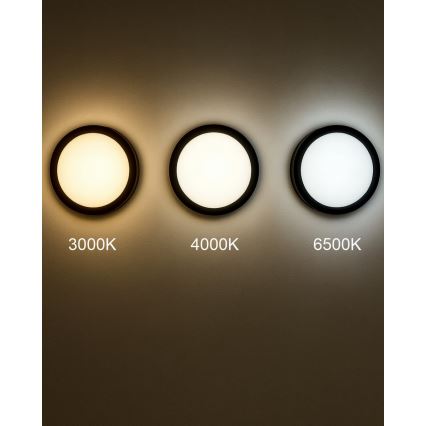 LED Vannas istabas griestu lampa ar sensoru ELLÉ LED/24W/230V 3000/4000/6500K d. 26 cm IP54 antracīta