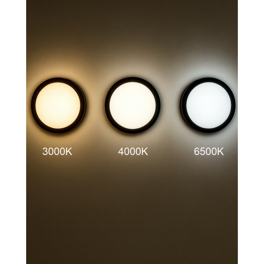 LED Vannas istabas griestu lampa ar sensoru ELLÉ LED/24W/230V 3000/4000/6500K d. 26 cm IP54 antracīta
