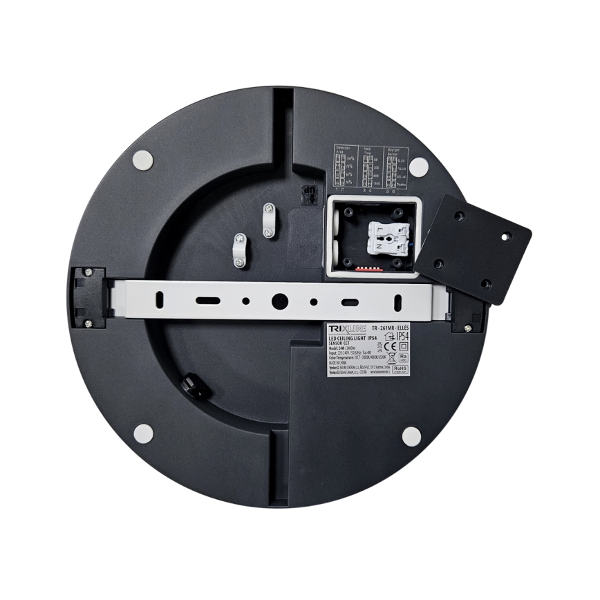 LED Vannas istabas griestu lampa ar sensoru ELLÉ LED/24W/230V 3000/4000/6500K d. 26 cm IP54 antracīta