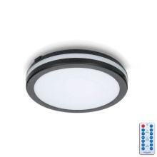 LED Vannas istabas griestu lampa ar sensoru LED/12W/230V 3000/4000/6500K IP65 d. 20 cm melna + tālvadības pults